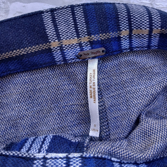 Free People Blue Plaid Cropped Pants - Picture 3 of 3